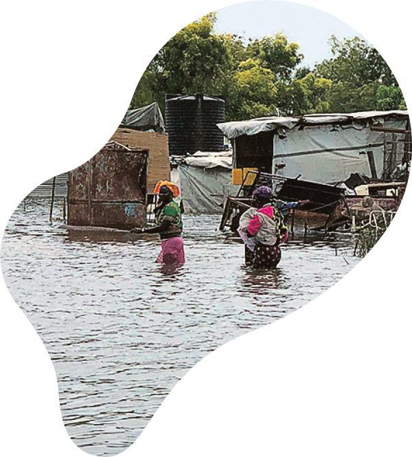 非洲內陸國家南蘇丹連續4年遭受洪災，城市波爾（圖）於2020年因連場暴雨致嚴重水患，水位半年未退。（受訪者提供）