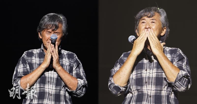 林子祥日前在廣州舉行首場演唱會時兩度落淚。（大會提供 / 明報製圖）