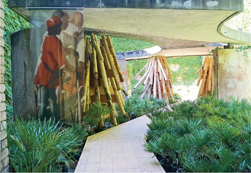 Force Majeure：織籐結構--今屆共有兩個展品的Hood Design Studio，先在Giardini呈現其以織籐為靈感的建築結構，並在鄰近的Scarpa Garden建造「示範單位」Native(s) Lifeways，呈現其想像並非紙上談兵。（Dawn Hung攝）
