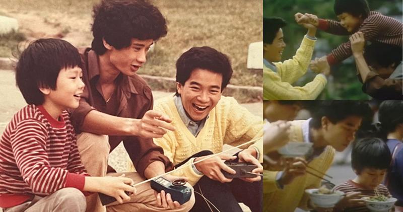 馮志豐（左一）當年跟陳百強（右一）拍《突破》有開心回憶，他身邊是黃德發（中），在劇中飾演他的哥哥。（馮志豐fb圖片 /明報製圖）