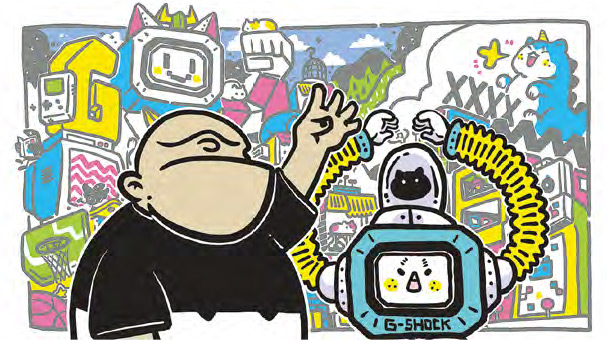 何文蕙插畫--G-SHOCK邀請香港壁畫藝術家何文蕙（Bao）創作插畫，並推出G-SHOCK×Bao別注tote bag。（品牌提供）