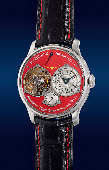 鉑金陀飛輪--F.P. Journe Tourbillon Souverain China 2010型號限量版鉑金陀飛輪腕表，約2010年製，685.8萬港元拍出。（拍賣行提供）