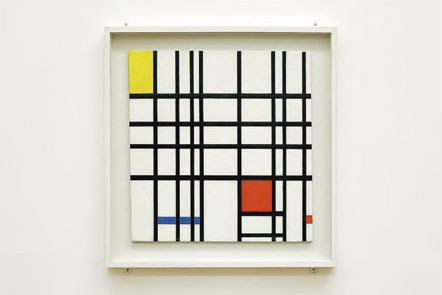 Piet Mondrian抽象代表作品，以三原色和線條表達空間及節奏。（作者提供，Guyshawnwong攝）