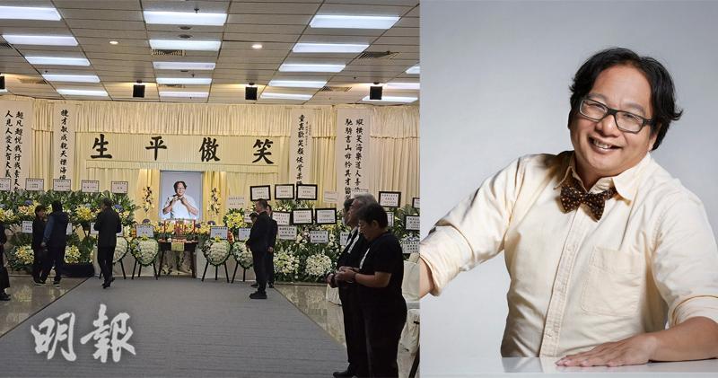 林超榮喪禮，太太屈穎妍與家人早到場打點，靈堂橫匾寫上「笑傲平生」。（柯美攝 /資料圖片）