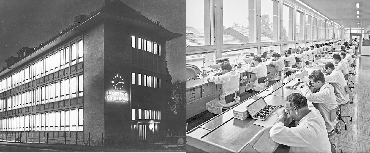 1960年代表廠--從Universal Genève 1960年代的相片可見其表廠規模，製表枱面向引入自然光的大窗戶，讓製表師在充足光線的環境下工作。（品牌提供）