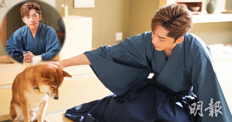 呂爵安早前與柴犬合作，為日本美容品牌拍廣告。（大會提供 / 明報製圖）