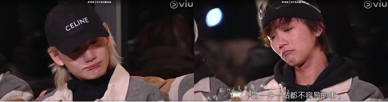 李駿傑（左圖）和王智德聽完Jer分享後，亦禁不住扁嘴眼濕濕。（ViuTV圖片）