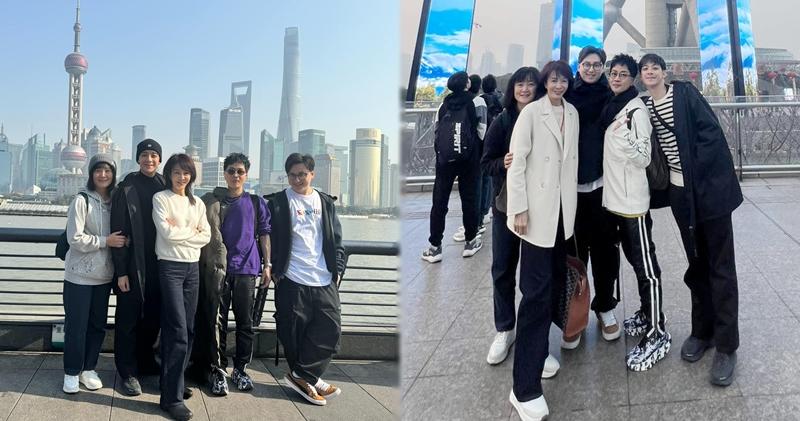 《口水多過浪花》4位主持包括Do姐﹑傑朱﹑余德丞和余迪偉，聯同Do姐助手難得一齊遊上海。（fb圖片）