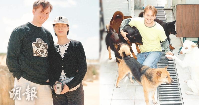 河國榮來港後結識了一生摯愛張浣澄（Bonnie），兩人結婚超過30年一直恩愛，且先後收養了13隻狗，視牠們如自己的仔女。（資料圖片 / 明報製圖）