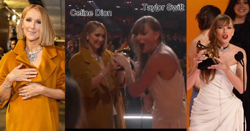 Celine Dion宣布罹患僵硬人症候群後首次擔任頒獎嘉賓，Taylor Swift領獎卻冷待前輩，事件惹起網民熱議。（網上圖片）