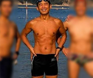 林海峰甫沙灘相曬結實腹肌