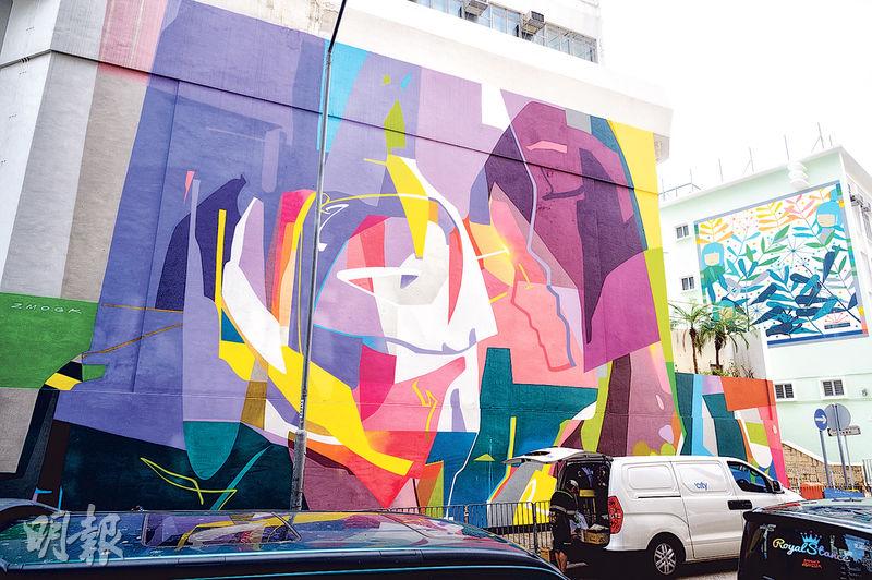 中外藝術家牆上創作 七彩壁畫 點亮灣仔街頭