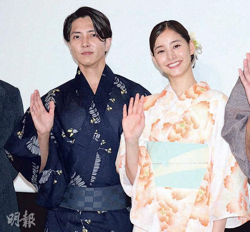 山下智久（左）與新木優子（右）昨日與日本觀衆見面。