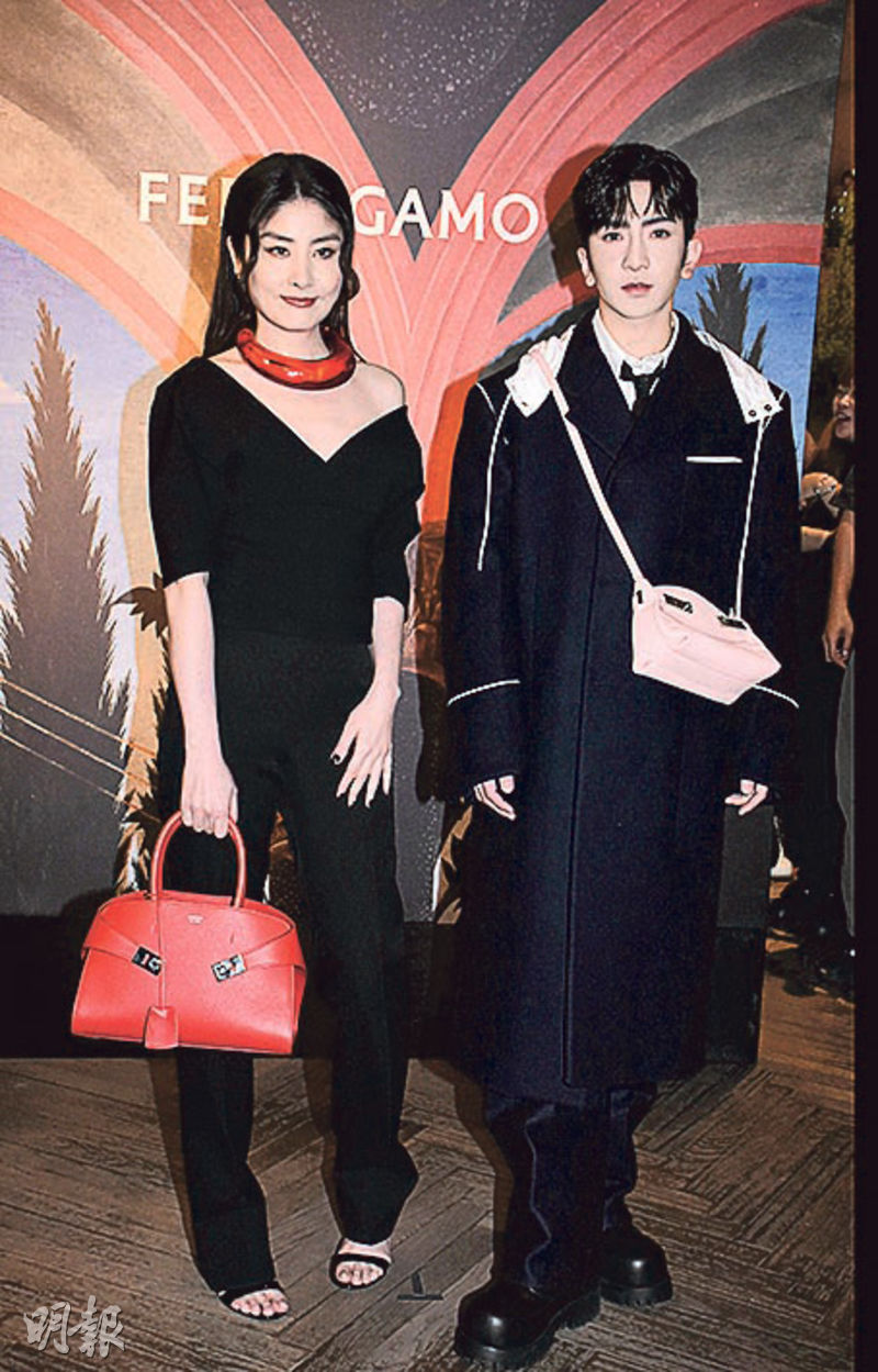 陳慧琳（左）與Anson Lo（右）出席時尚品牌活動。（攝影：鍾偉茵）