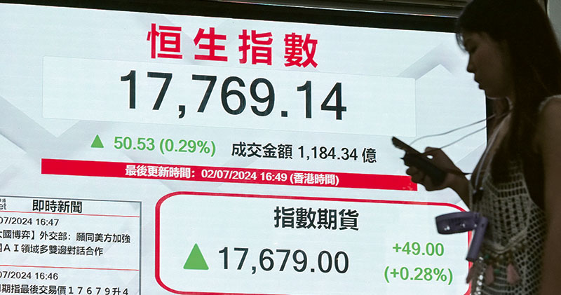 高息中特估領漲 港股7月開局微升 內銀內險電訊三桶油大成交向上 北水增至60億