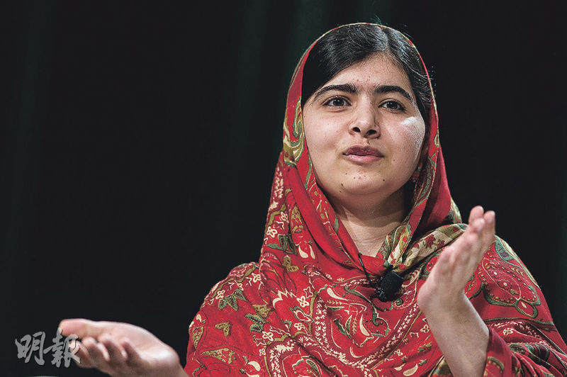 巴基斯坦少女馬拉拉積極爭取婦女權利,17歲時成為歷來最年輕諾貝爾和平獎得主。(法新社)