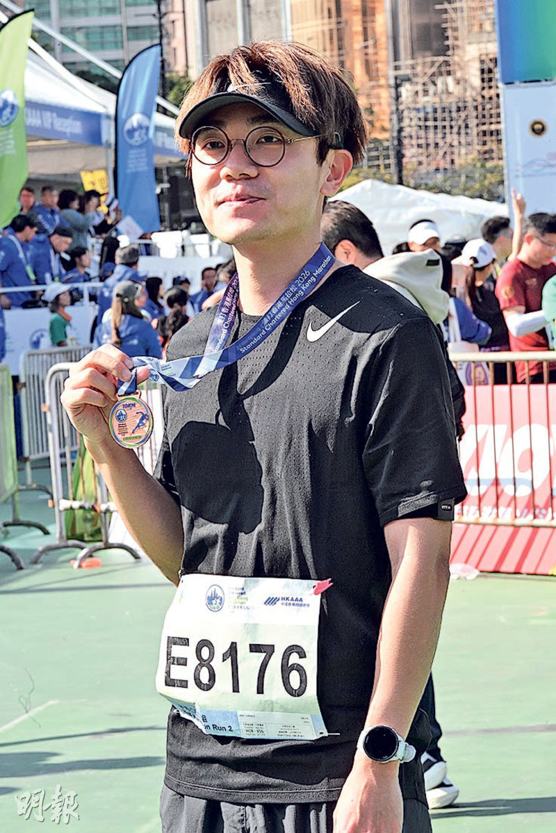 林家謙首戰半馬,約兩小時13分完成,滿意成績。(攝影:鍾偉茵)